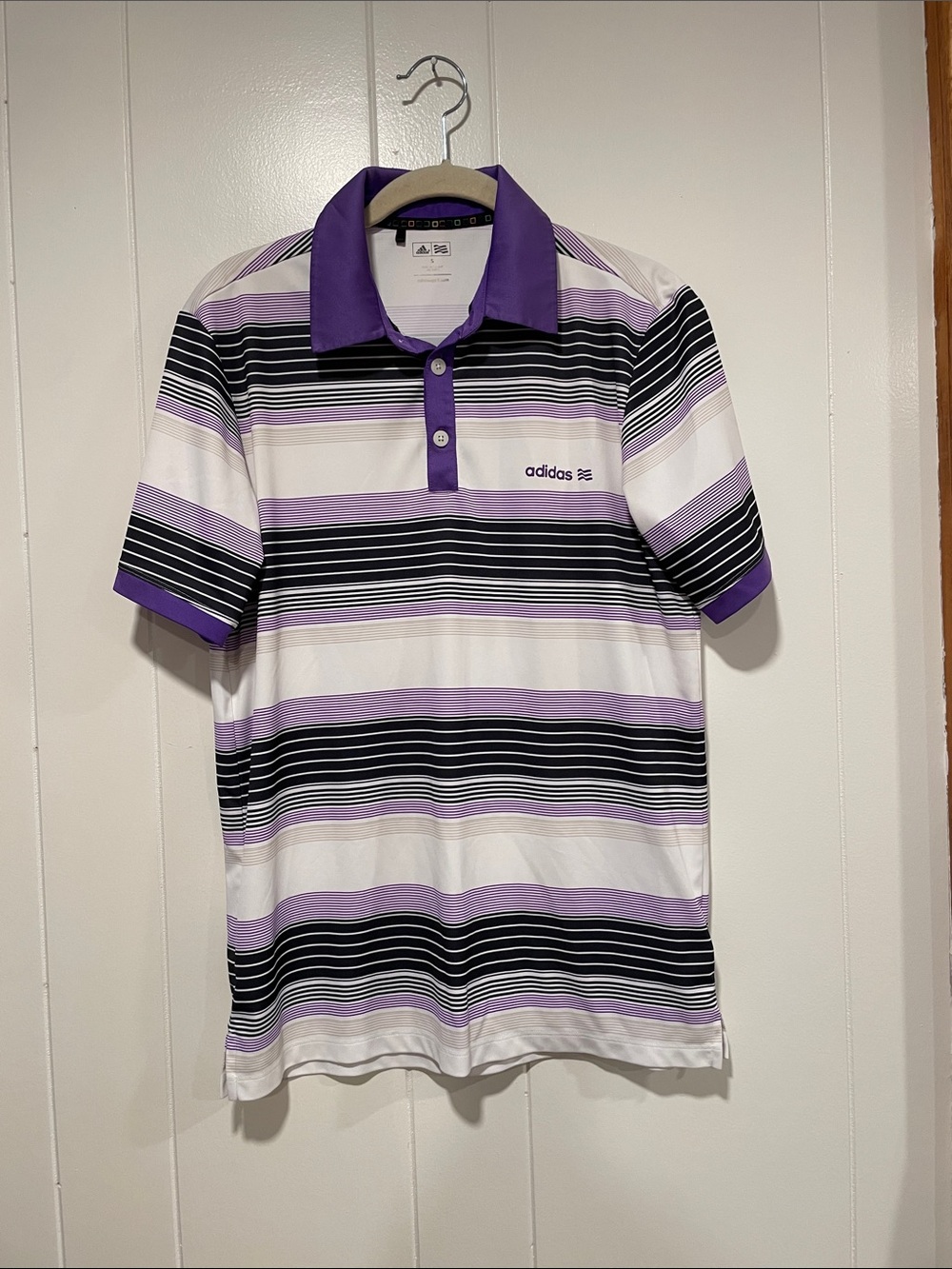 adidas Men’s Purple striped golf polo